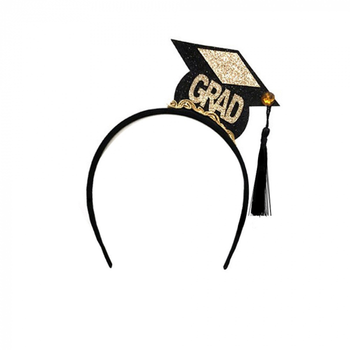 Set din 2 Piese pentru Absolvire,  Panglica si Coronita, Model I Graduated, Negru [5]