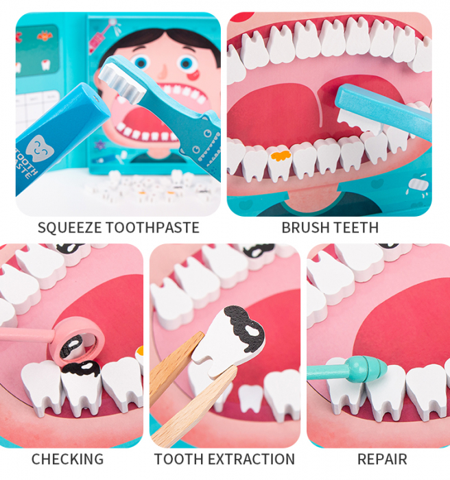 Set Doctor Stomatolog din lemn, 34 piese, multicolor [6]