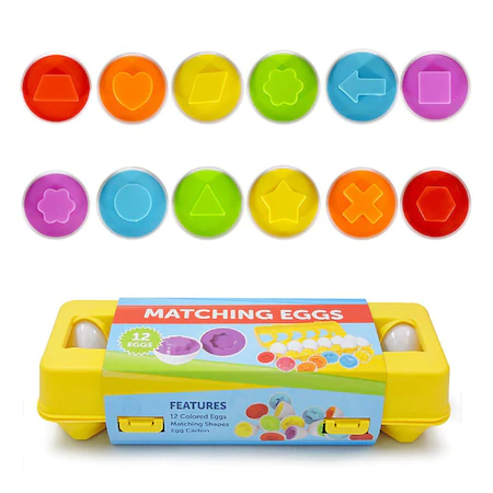 Set jucarii Oua pentru fete si baieti de 2,3,4 ani, 12 Forme Oua, 6 Culori potrivirea formelor si invatarea culorilor [5]