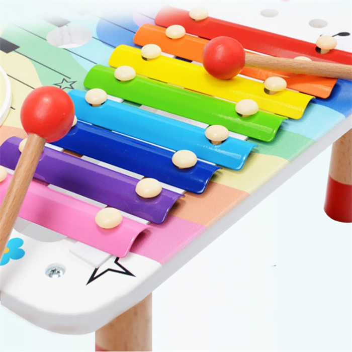 Set masuta cu instrumente muzicale din lemn, Rainbow Table, multicolor [3]