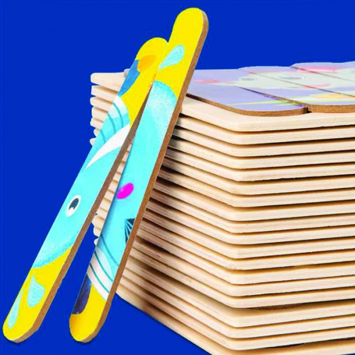 Set puzzle betisoare din lemn Creative Strip Animale, 32 pcs, multicolor [4]