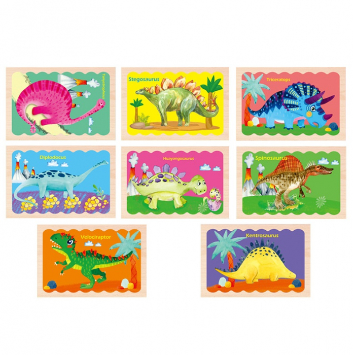 Set puzzle betisoare din lemn Creative Strip Dinozaur, 32 pcs, multicolor [2]