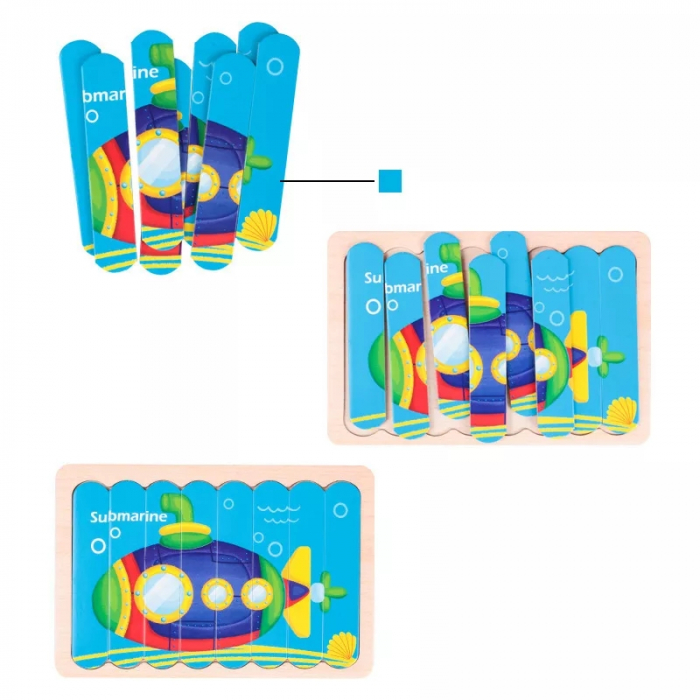Set puzzle betisoare din lemn Creative Strip Traffic, 32 pcs, multicolor [5]