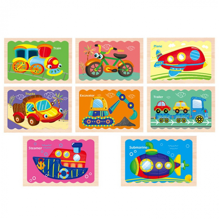 Set puzzle betisoare din lemn Creative Strip Traffic, 32 pcs, multicolor [2]