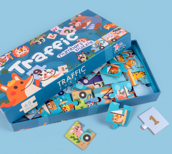 Set Puzzle educativ Invatam sa numaram Traffic Numbers, 65 piese, multicolor [4]