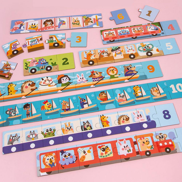 Set Puzzle educativ Invatam sa numaram Traffic Numbers, 65 piese, multicolor [5]