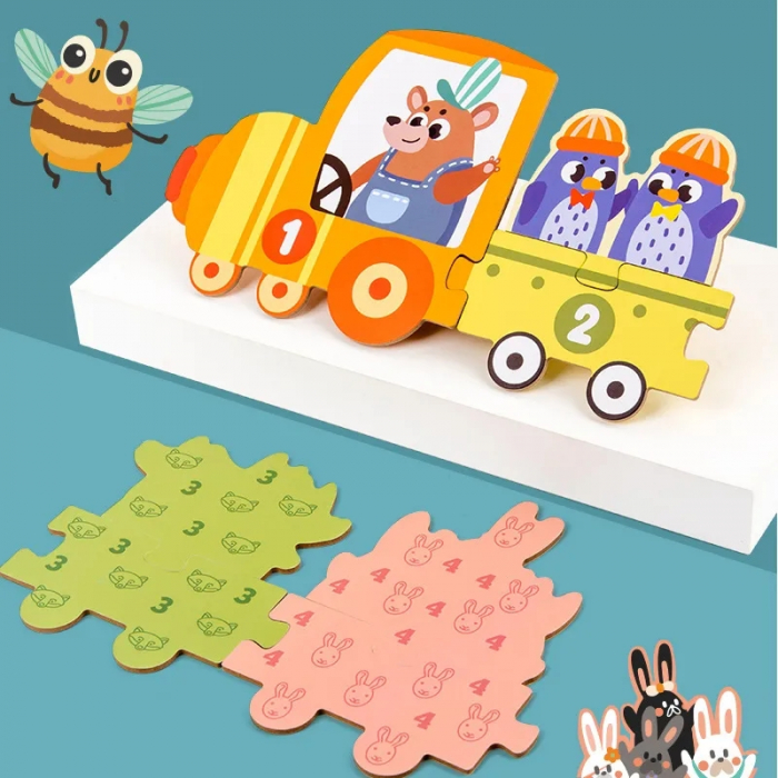 Set Puzzle educativ Invatam sa numaram Train Digital, 19 piese, multicolor [3]