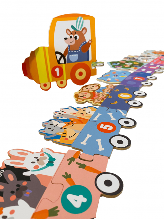 Set Puzzle educativ Invatam sa numaram Train Digital, 19 piese, multicolor [5]