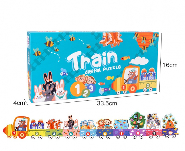 Set Puzzle educativ Invatam sa numaram Train Digital, 19 piese, multicolor [6]