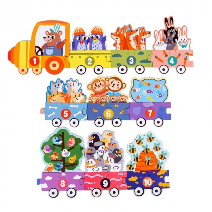 Set Puzzle educativ Invatam sa numaram Train Digital, 19 piese, multicolor [2]