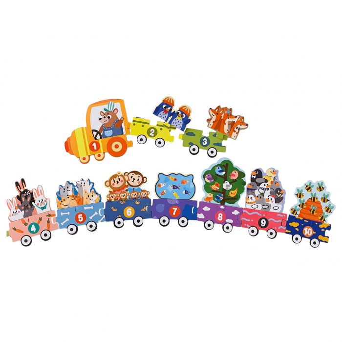 Set Puzzle educativ Invatam sa numaram Train Digital, 19 piese, multicolor [4]