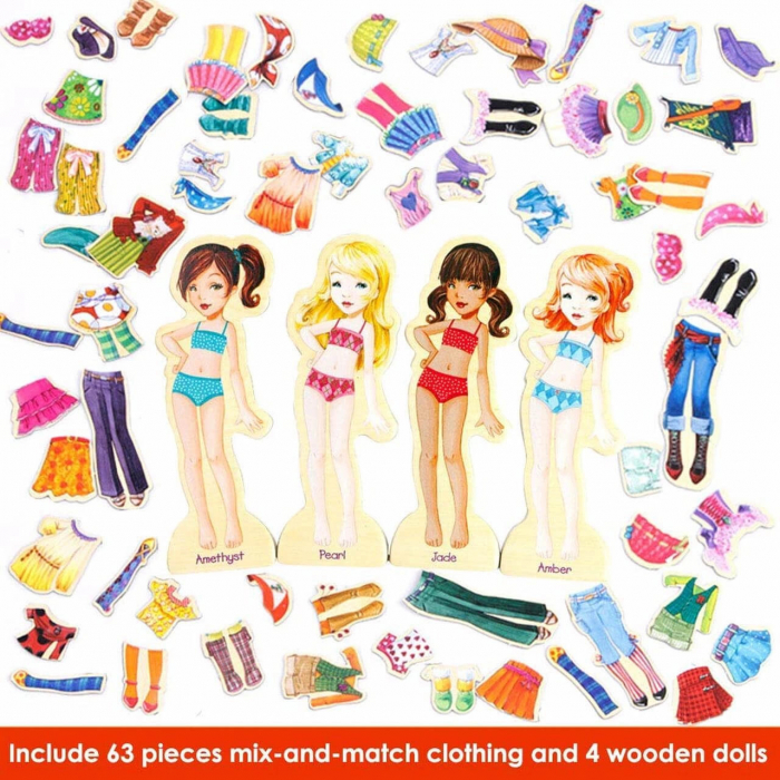 Set educativ Puzzle Magnetic Imbraca Fetele, 69 piese, multicolor [4]