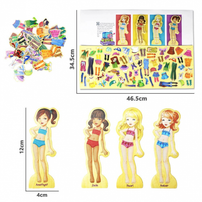 Set educativ Puzzle Magnetic Imbraca Fetele, 69 piese, multicolor [5]