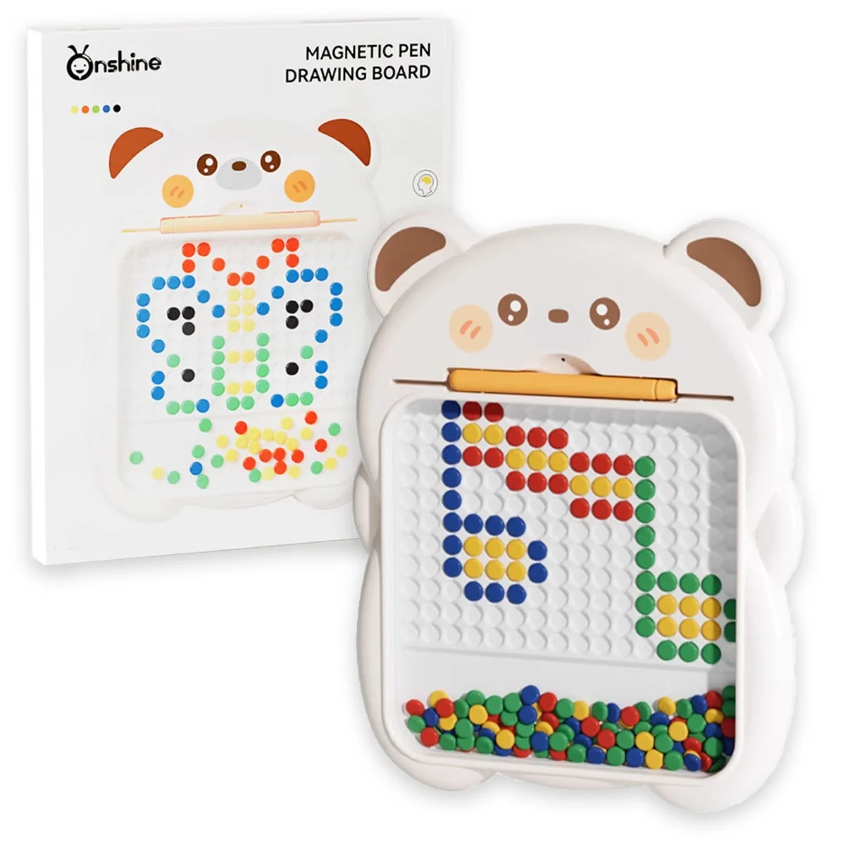 Tabla creativa Mozaic magnetic cu sabloane Ursulet, alb [7]