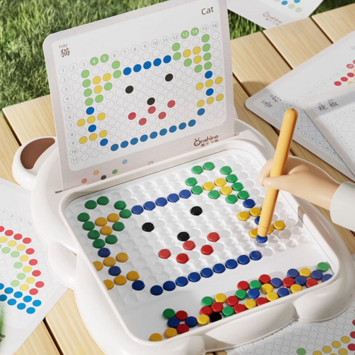 Tabla creativa Mozaic magnetic cu sabloane Ursulet, alb [3]