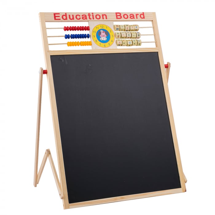 Tabla de scris din lemn, magnetica, educativa cu doua fete si suport, 64x47 cm, L15-6 [2]