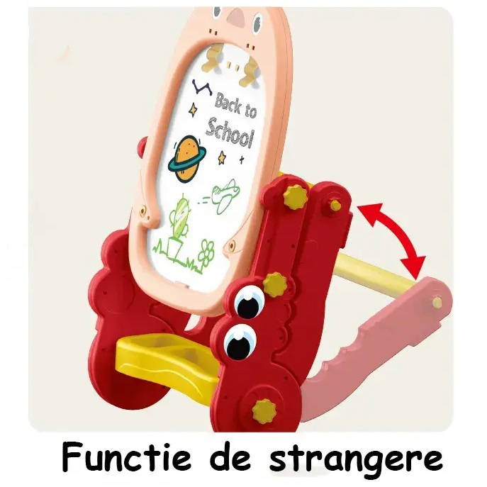 Tabla educativa magnetica cu doua fete Pliabila, Scris si Desenat, 56 de accesorii, jocuri si spatiu de depozitare, roz [5]