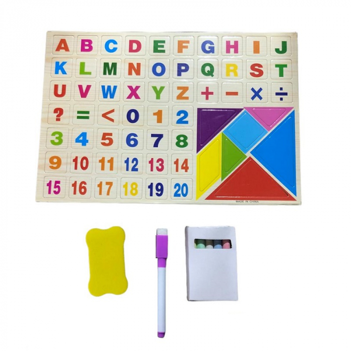 Tabla magnetica din lemn sevalet cu Rola Hartie, Abac, Ceas, Litere si Cifre, 73.5 x 37 cm [5]