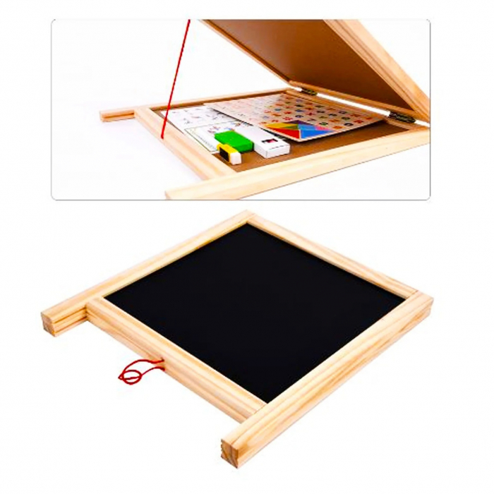 Tabla magnetica multifunctionala cu doua fete pentru copii, 39 x 34 cm, natur [2]
