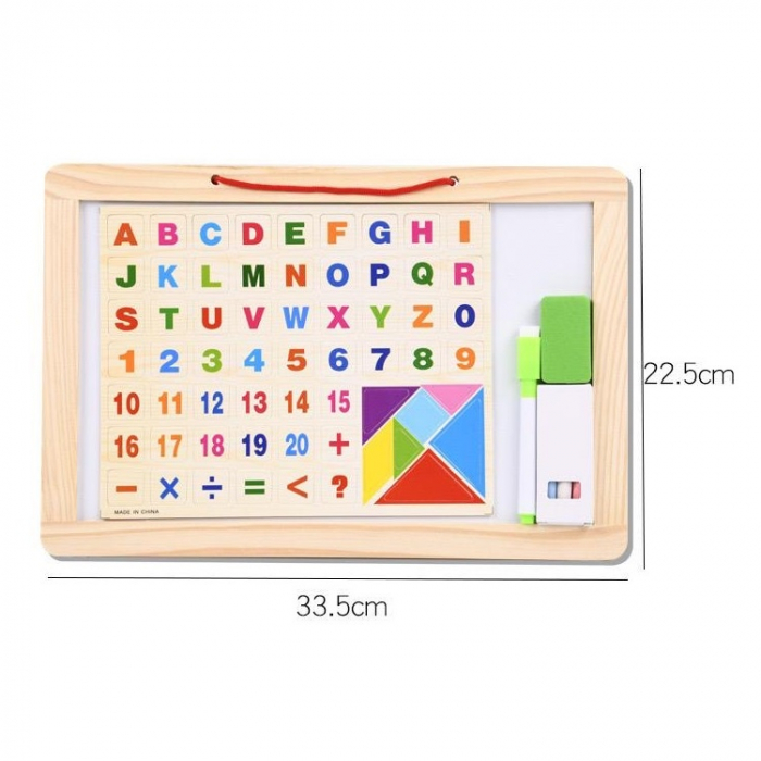 Tabla magnetica pentru copii 4 in 1, 33.5 x 22.5 cm, natur [8]