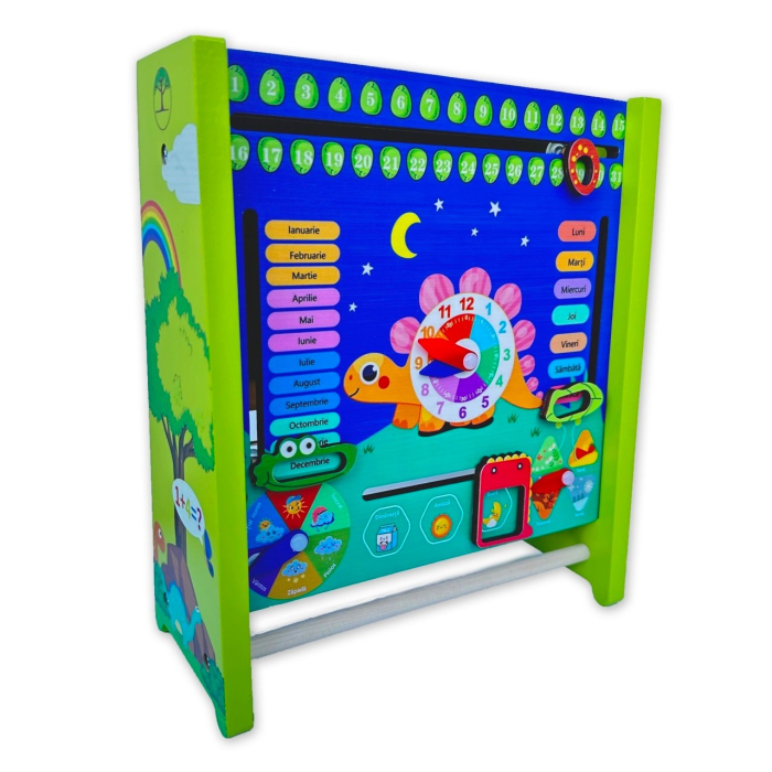 Tablita educativa in limba Romana din lemn cu calendar si abac, multicolor [4]