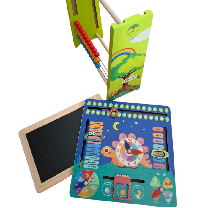 Tablita educativa in limba Romana din lemn cu calendar si abac, multicolor [4]