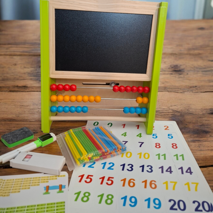 Tablita educativa in limba Romana din lemn cu calendar si abac, multicolor [3]