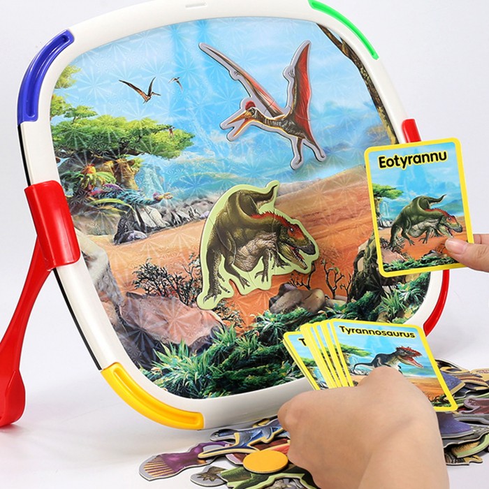 Tablita magnetica reversibila pentru desen si puzzle cu peisaje Dinozauri, multicolor [4]