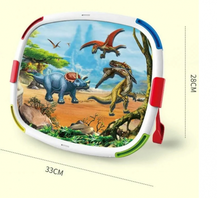 Tablita magnetica reversibila pentru desen si puzzle cu peisaje Dinozauri, multicolor [7]