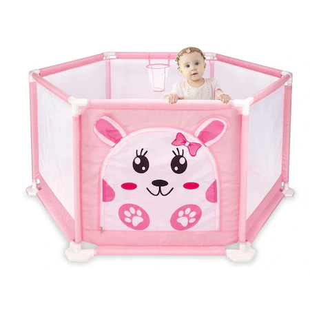 Tarc de joaca pentru bebelusi, 125x55 cm, Roz [2]