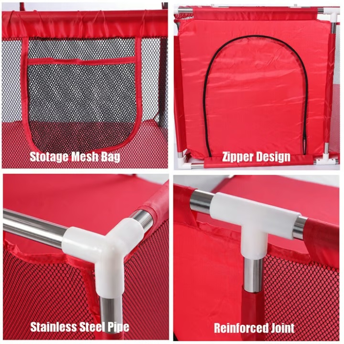 Tarc de joaca pentru copii, 128 x 128 x 65 cm, rosu [5]