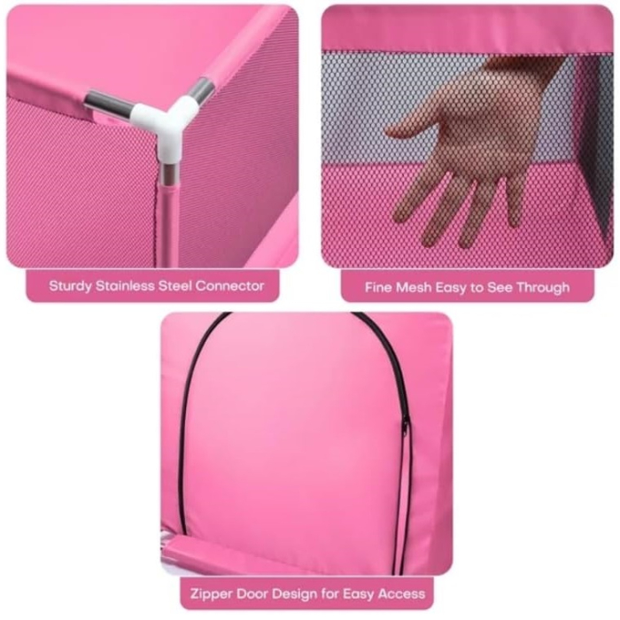 Tarc de joaca pentru copii, 128 x 128 x 65 cm, roz [3]