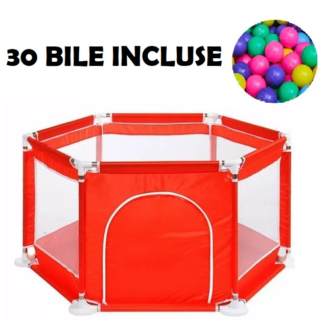 Tarc pentru Bebe cu 30 de bile multicolore incluse, 115 x 60 cm, rosu [2]