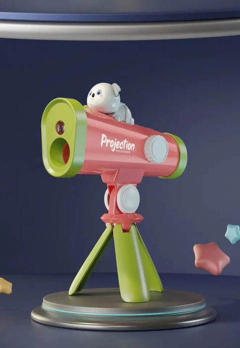 Telescop de jucarie proiectii cu diapozitive, roz [2]