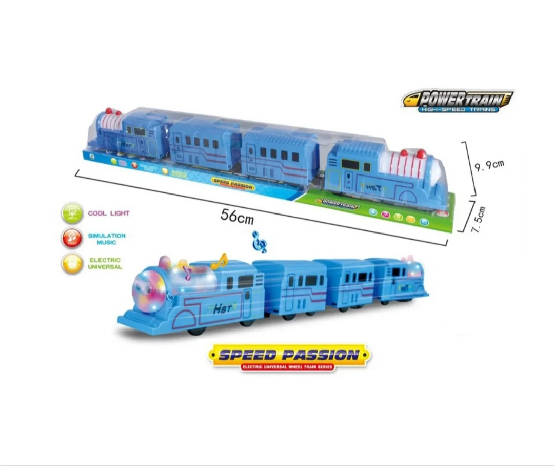Tren cu sunete si lumini, 56 cm, albastru [3]