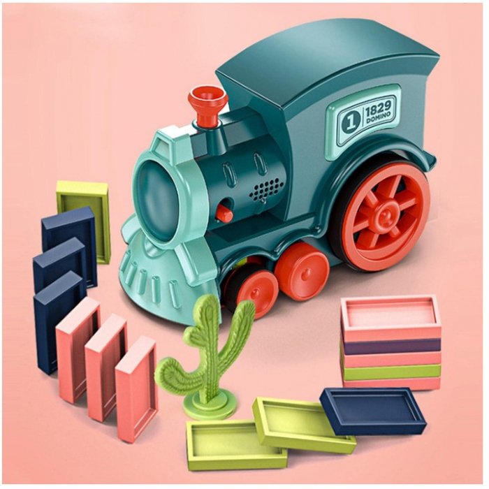 Trenulet cu 60 de piese Domino, cu baterii, multicolor [5]