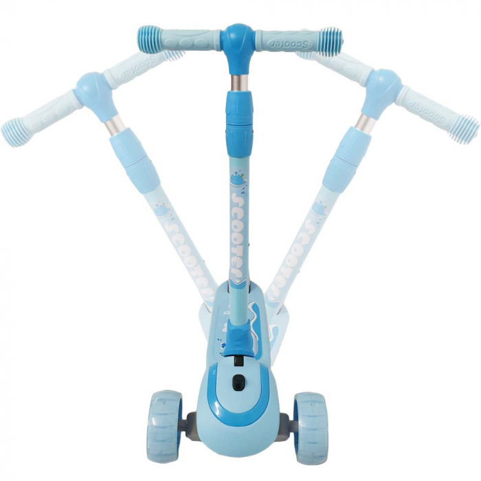 Trotineta copii reglabila cu 3 roti late, lumini LED si muzica, 3-8 ani, albastru [2]