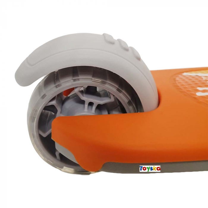 Trotineta copii reglabila cu 3 roti late, lumini LED si muzica, 3-8 ani, portocaliu [3]