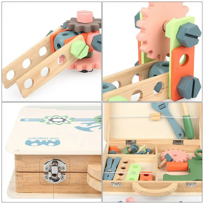 Trusa de scule din lemn Montessori, 34 piese, multicolor [5]