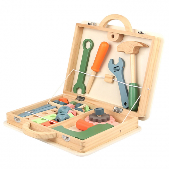 Trusa de scule din lemn Montessori, 34 piese, multicolor [2]