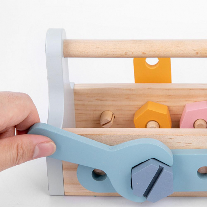 Trusa de scule din lemn Montessori Tool Kit, 21 piese, multicolor [6]