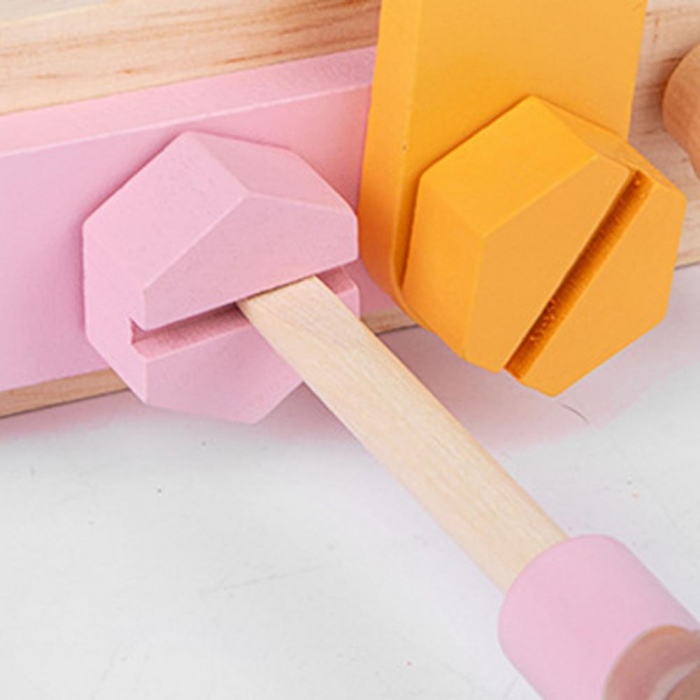 Trusa de scule din lemn Montessori Tool Kit, 21 piese, multicolor [5]