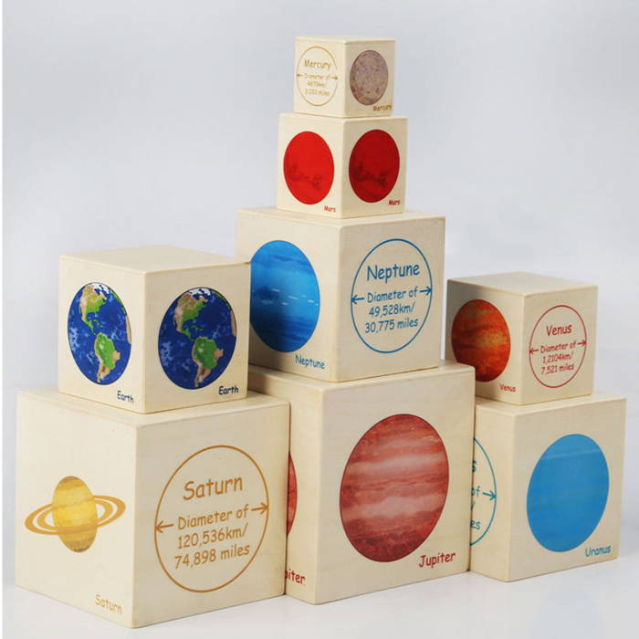 Turn Montessori din lemn 8 cuburi Planete, multicolor [3]