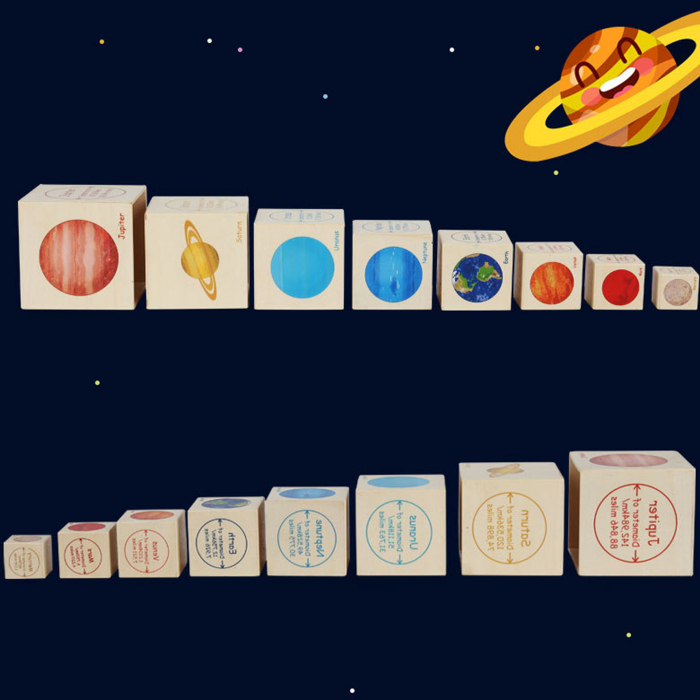 Turn Montessori din lemn 8 cuburi Planete, multicolor [7]