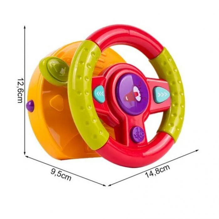 Volan interactiv de jucarie pentru copii 2 in 1 cu sunete si lumini, multicolor [7]