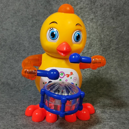Jucarie Pui cu sunete si lumini, Drums Chicken, 20 cm, Toyska [2]