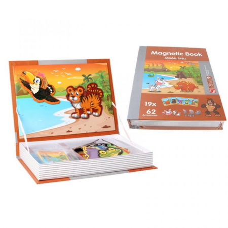 Joc educativ Carte magnetica cu piese puzzle, Animal Spell, Toyska [0]