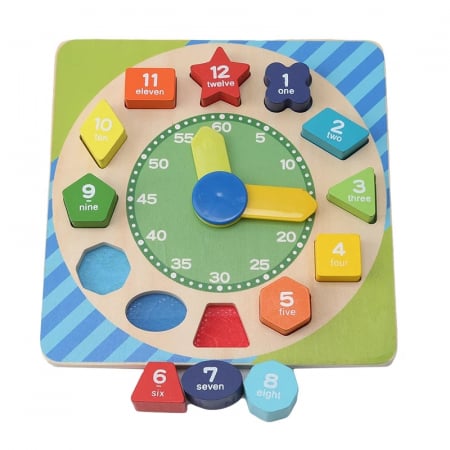 Ceas Montessori 2 in 1 cu forme geometrice de snuruit si insirat [0]