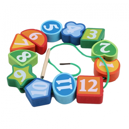 Ceas Montessori 2 in 1 cu forme geometrice de snuruit si insirat [2]