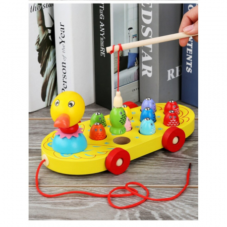 Rata de tras din lemn cu joc de Pescuit Magnetic, multicolor [4]
